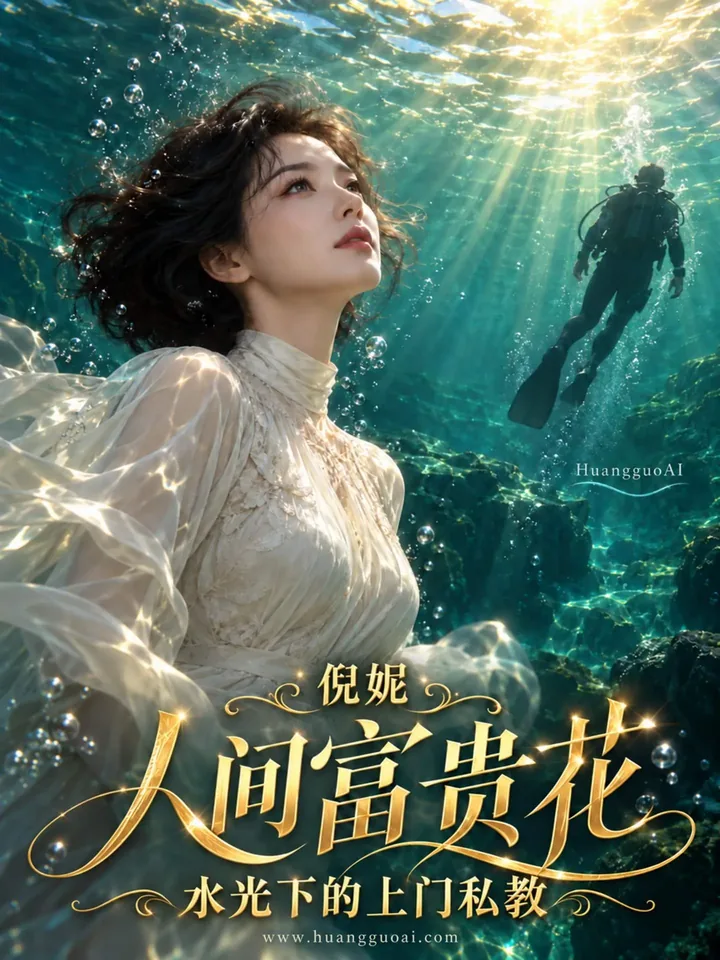 短剧《人间富贵花》封面，白衣女子在水下抬头